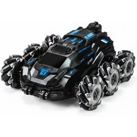 6WD Alloy RC Stunt Drift Car with Mist Spray, 2.4G Remote Control Off-Road Vehicle, 360 Spin Lateral Drift Toy with Color LED Lights & Music for Kids Ages 6+ All Terrain Gift One piece in blue.