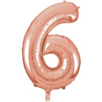 Unique Party Giant Number 6 Balloon, Rose Gold, 86cm