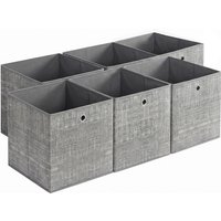 Ochama Grey Storage Cubes – Set of 6 Foldable Non-Woven Fabric Boxes with Handles, 33 x 33 x 33 cm, Fit Cube Shelving Units – Ideal for Clothes & Closet Organisation
