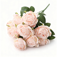 1Pc 18.89in/48cm Artificial Roses Flowers Arrangement Silk Bouquet for Home Office Parties Bridal and Wedding Decoration(pink)