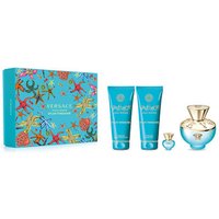 Versace Dames Dylan Turquoise geschenkset geuren (eau de toilette 100 ml + reisfles 5 ml + bodylotion 100 ml + bad- en douchegel 100 ml)