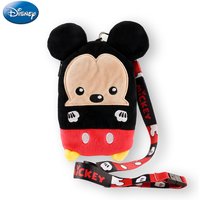 Disney Mickey Mouse pluche lanyard etui, officieel gelicentieerd, schattige cartoonfilm anime accessoire, zachte pluche hangende opbergtas, cadeau voor telefoon