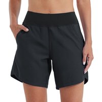 Willit Women's 7" Swim Board Shorts UPF 50+ High Waisted Swimming Shorts with Liner Pockets Black Size 42