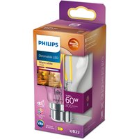 Philips Light Bulb LED Globe Filament Bayonet B22 Warm White 60W Dimmable
