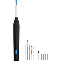 Sunluxy visueel oorreinigingsinstrument, 5 MP HD-camera, 6 ledlampjes, zachte siliconen tip, IPX5 waterdicht, opladen via Type-C, compatibel met iOS en Android, inclusief 6 vervangende siliconen oorreinigingstips en 6 oorreinigingsinstrumenten, P2, zwart