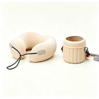 JORDAN&JUDY Travel U-Shaped Neck Pillow Set with Storage Bag, Portable Pillow for Rest & Sleep,Khaki
