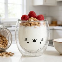 Ju7cer Cute Cat Glass Cup Tea Glasses Drinking Glasses Coffee Glass 260ml 1pc