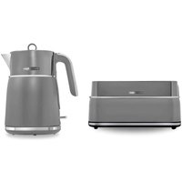 Morphy Richards Signature Jug Kettle and 4-Slice Long Slot Toaster Bundle, Cordless, 1.5L, Variable Browning Control, Grey - 100705, 245705