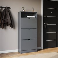 Vida Designs Shoe Cabinet with Shelf 3 Doors Grey