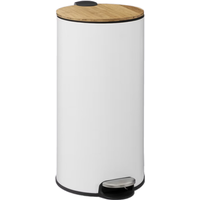 5five Pedalafvalemmer met bamboe deksel - 30 L, wit