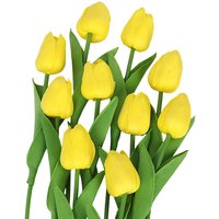 Wei's Moment 7Pcs Artificial Tulips Flowers Fake Flowers Latex Tulips Real Touch for Party Home Wedding Decoration and DIY Decor, Multicolor Yellow