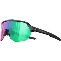 OutdoorMaster Hawk HD gepolariseerde TR90 sportzonnebril voor vissen, honkbal, zeilen, golf en autorijden - zwarte frame, rosékleurige lens met Revo Blue, VLT 48%