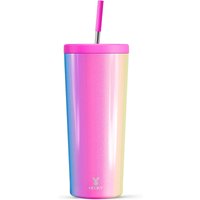 Meoky geïsoleerde drinkbeker van 24 oz met deksel en rietje, roestvrijstalen vacuümgeïsoleerde drinkbeker, houdt 24 uur koud, 100% lekvrij, past in de bekerhouder van de auto (carnaval), nieuwjaarsuitverkoop, topcadeaukeuzes