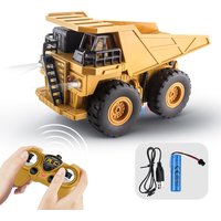 UINLE Baby Afgruiver Speelgoed Bulldozer met Afstandsbediening, 4WD Mijnbouw Bouwvoertuig van Legering, Schaal 1:24 met Opklapbare Laadbak, Licht- en Geluidseffecten, Geschikt voor Kinderen vanaf 6 Jaar