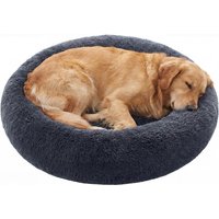 Ochama Fluffy Calming Donut Dog Bed with Removable, 140 x 140 x 20 cm, Washable Cover, Dark Gray