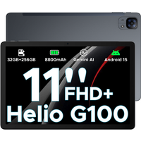 DOOGEE Tab E3 Android 15 AI Tablet, 32GB RAM, 256GB Storage (Expandable to 2TB), 11-inch FHD+ 90Hz Display, Helio G100 Gemini Gaming, 8800mAh, Gray