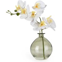 Candlelight Artificial Orchid Flower in Vase White 33cm