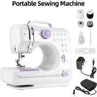 IAGREEA Mini Portable Electric Sewing Machine, 12 Stitches Dual Power Sewing Machine with LED Light, Easy to Use for Home DIY, Clothing Mending & Kids Craft Projects, Purple