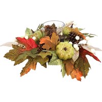Daisy Darcy 35 cm Herfst Pompoen Kaarsenhouder Glazen Beker Natuurlijk Materiaal: Dennenappel