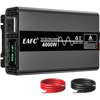 EAFC 4000 W Pure Sine Wave Inverter, 2000 W Nominaal 12 V DC naar 220 V AC, Universele Stekkerdoos, Stille Dubbele Ventilator, Amorf Silicium Technologie, Multibeveiligingssysteem voor RV, Vrachtwagen, Camping, Noodback-up Gebruik