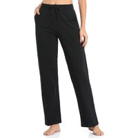 Willit dames joggingbroek van katoen met recht model en open boorden, met zakjes, zwart, maat S
