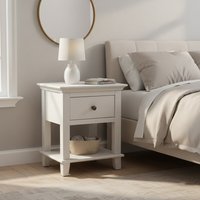 Side Table Provence 1 Drawer Rustic Pine White
