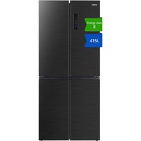 CHiQ JKR415WGE 415L 80cm Wide French Door No Frost American Fridge Freezer, Black Stainless Steel, E Rated