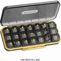 Pill Organizer 3 Times A Day, 7-Day Pill Box 3 Times A Day - Acedada Weekly Medicine Box Organizer, 7 Detachable Portable Daily Pill Container Dispenser Case for Vitamins Fish Oils Supplements, Black