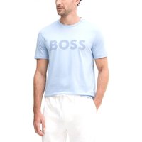 Boss Cotton-Jersey T-Shirt with Large Logo Print - Light/Pastel Blue