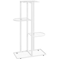 MINGHOU 4-Tier 5-Pot Plant Stand with White Metal Flower Rack Space-Saving Indoor Outdoor Plant Holder for Home Balcony Garden