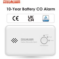 WISUALARM Carbon Monoxide Detector, 10-Year Battery Life, with Test/Silence Button, Conforms to EN 50291 Standard