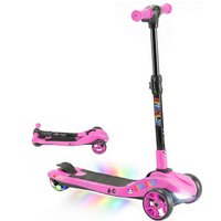AA1-126V70PK AIYAPLAY Electric Scooter for Kids, 3 Wheel Foldable Kids Scooter for Age 6-10 with 4 Levels Adjustable Height, LED Lights, Up to 8km/h, Maximum Range 8km, 4.8kg Lightweight for Boys and Girls, Pink