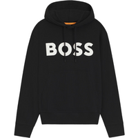 BOSS Relaxed-fit Hoodie in Cotton Terry with Large Logo - Black