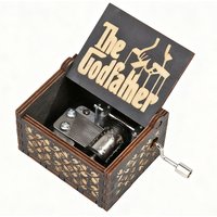 Alphynix 1pc The Godfather Music Box, Hand-Cranked Wooden Keepsake with Golden Engraved Logo and Mechanical Gears, Vintage Movie Theme Musical Gift for Film Lovers