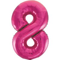 Unique Party Giant Number 8 Balloon, Pink, 86cm