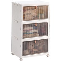 Vilscijon 3-Tier Extra-Large Foldable Storage Cabinet - Stackable Organizer Box for Snacks, Books, Sneakers & More, Suitable for Bedroom & Office