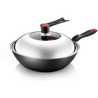 COOKER KING wokpan van koolstofstaal - met glazen deksel - 30 cm