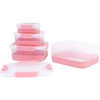 BoxedHome set van 4 bewaardozen, roze, BPA-vrij, stapelbaar, lekvrij met siliconen afdichtingsring, waterdicht, vaatwasserbestendig, geschikt voor keuken en kantoor