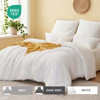 LeBonsoir White Duvet Cover Set,220x200cm/50x75cmx2 Soft Double Brushed Bedding Set, with Zip, 3 Pieces, Includes 1 Duvet Cover & 2 Pillowcases,NO Comforter