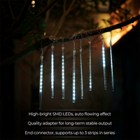 M.TK MOVETECK Shower Lampen met 8 buizen, 192 LED’s, vallende regendruppel-lichtslinger, waterdichte ijspegel-sneeuwval-lichtslinger voor kerstboom (wit)
