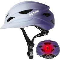 DKONI HS-086 fietshelm voor volwassenen met lamp - grijs/paars - M 55–58 cm