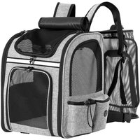 Expandable Foldable Pet Backpack Carrier with Mesh Windows, Breathable Cat Travel Bag with Steel Frame, Comfortable Pet Carrier for Travel Outdoor