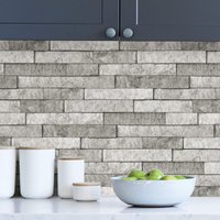In Home Grey Stone Peel & Stick Backsplash