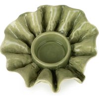Candlelight Candle Holder Tealight Frill Ceramic Green