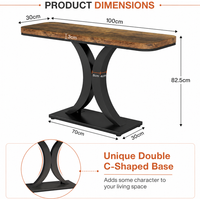 Tribesigns Console Table, Industrial Hallway Table for Entrance Area, 100 cm Entrance Tables, Narrow Sofa Table, Side Table for Living Room, Rustic Brown