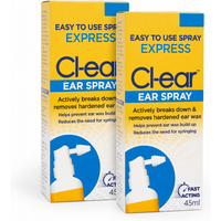 Clear Express Ear Wax Removal Ear Care Spray - 45ml (2 Packs)