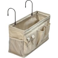 ANQI Bedside Caddy Hanging Storage Organizer, 4.72 x 14.57 x 7.87 in, Linen, Dark Grey