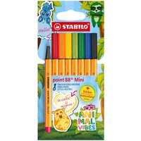 STABILO Point 88 Mini Animal Vibes - Fineliner - Pack of 8 - Assorted Colours
