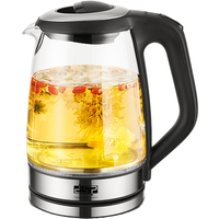DSP 1,7 liter glazen elektrische waterkoker met 2200 W snelle kookfunctie, 360° draaibare basis en LED-verlichting (Model KK1273)