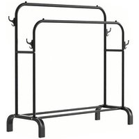 SNSP Clothes Rack Freestanding Hanger Double Pole Multifunctional Clothes Rack for Bedrooms - Black Super Deals
